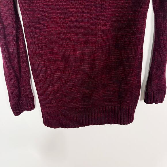 Matty M Small S Red Pink Marled Envelope Pullover Split Turtleneck Tunic Sweater - Picture 4 of 11